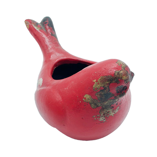 Clay Bird Pot Red