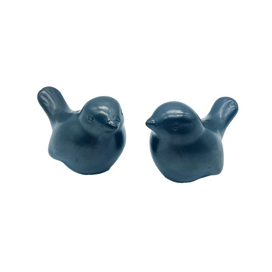 Black Clay Sparrow Shaped Salt and Pepper Shaker Set