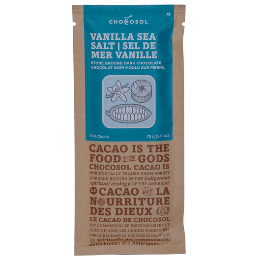 Chocosol®  Vanilla Sea Salt 65%  dark chocolate bar