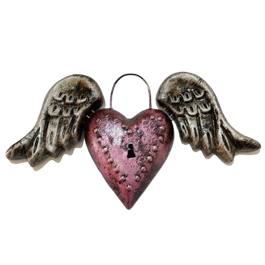 Clay Sacred Hearts with wings key hole