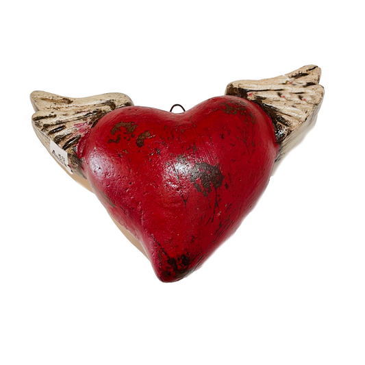 Clay Sacred Hearts with wings medium