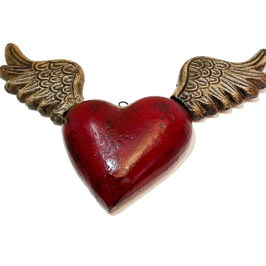Clay Sacred Hearts with wings x large