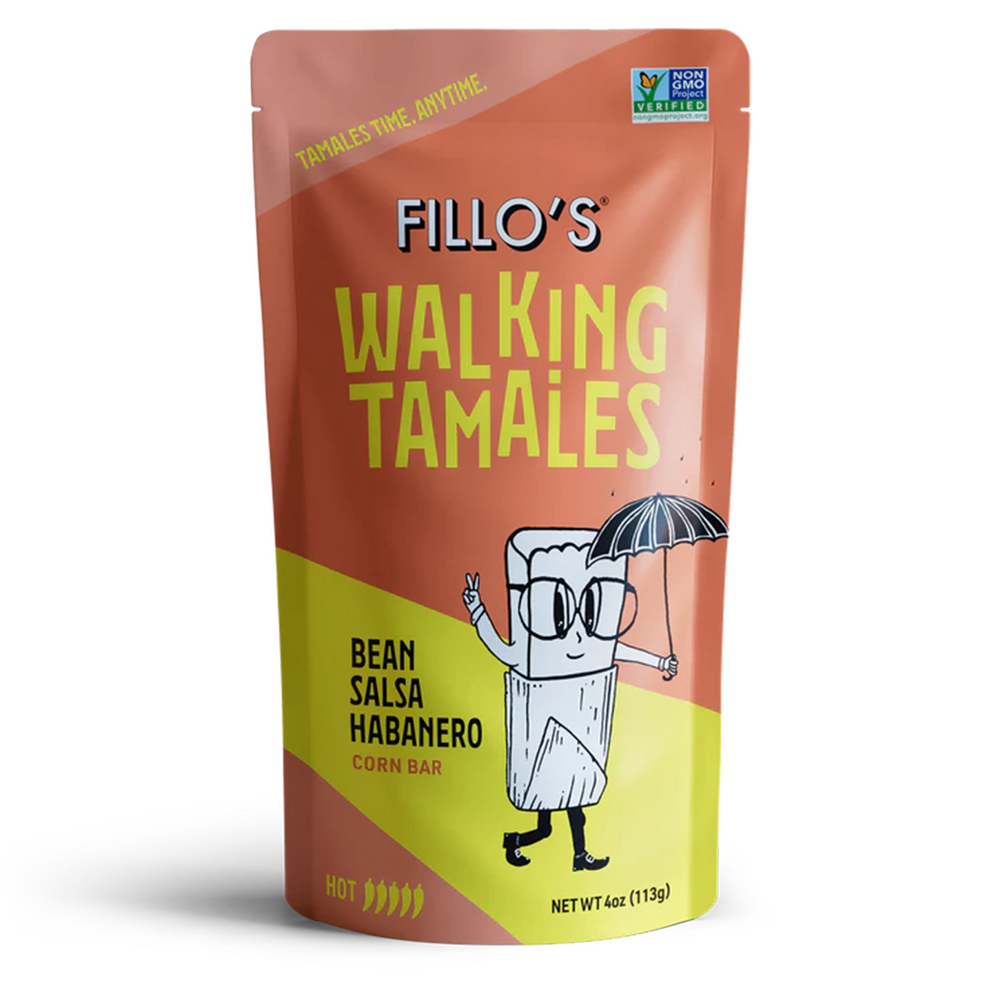 Fillo's® Walking Tamales (barre de maïs) Salsa aux haricots Habanero 113g