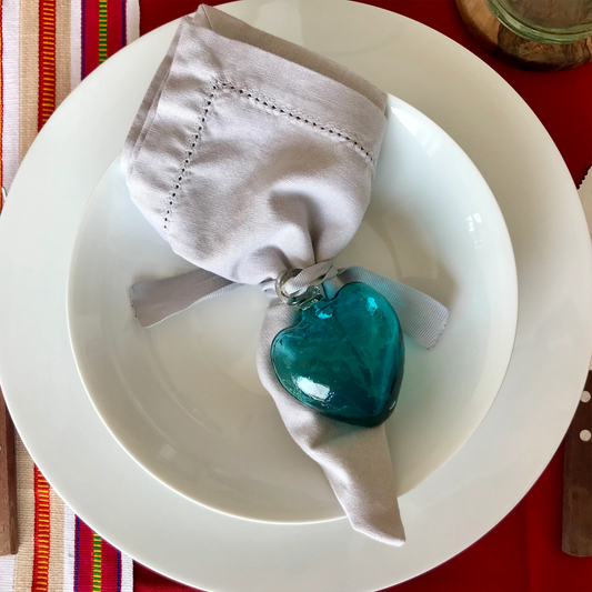 Handblown Glass Hearts - Napkin holders