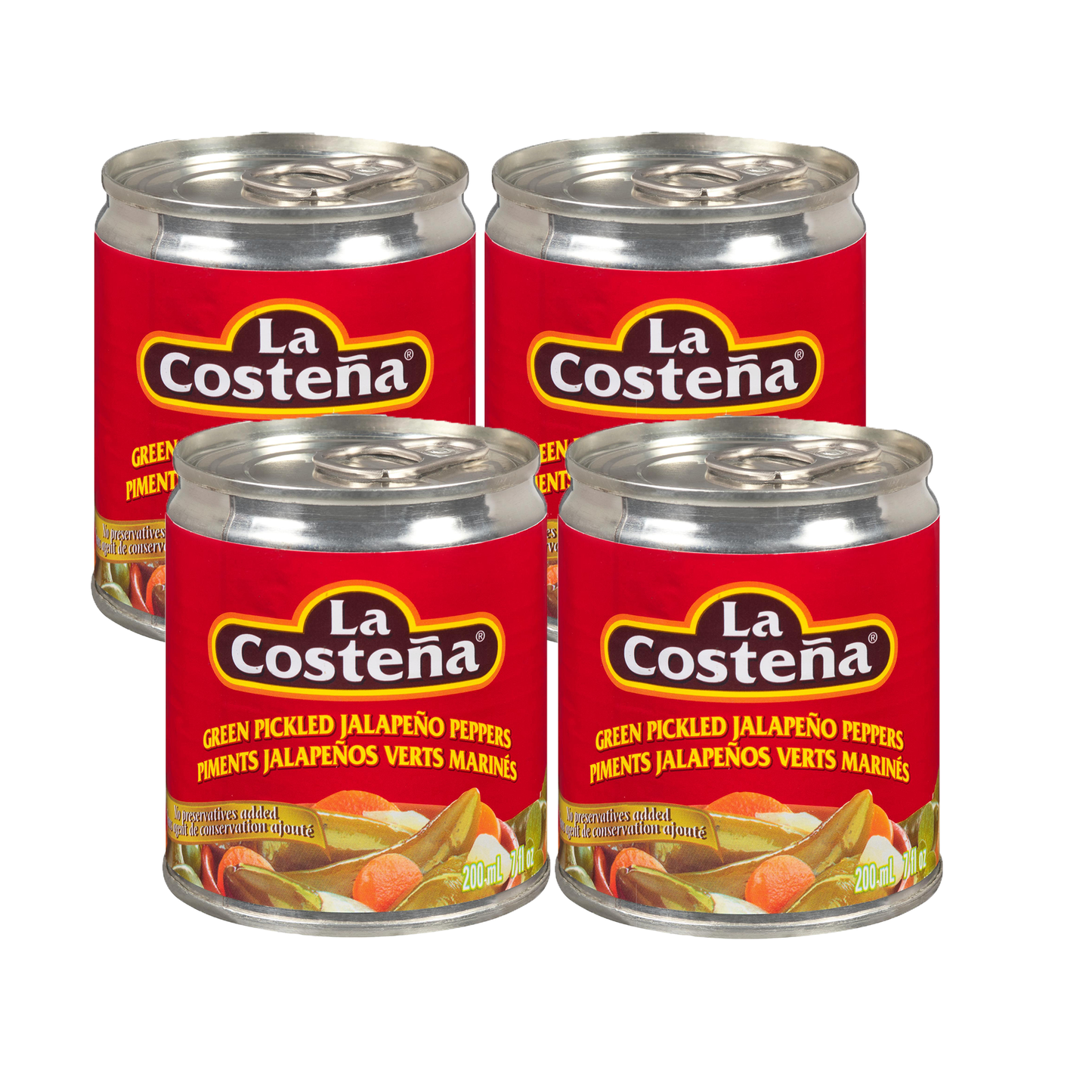 La Costeña® Greeh Pickled Whole Jalapeno Peppers 200g - 4 count