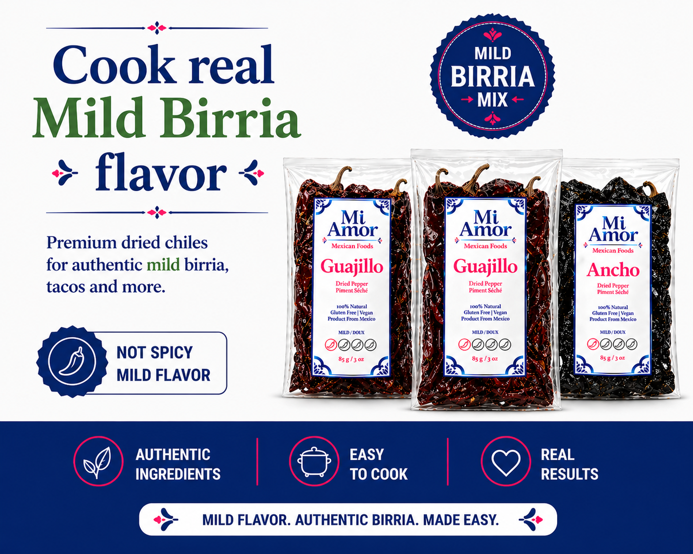 Mi Amor mélange de piments Birria — Lot Guajillo, Ancho et Árbol