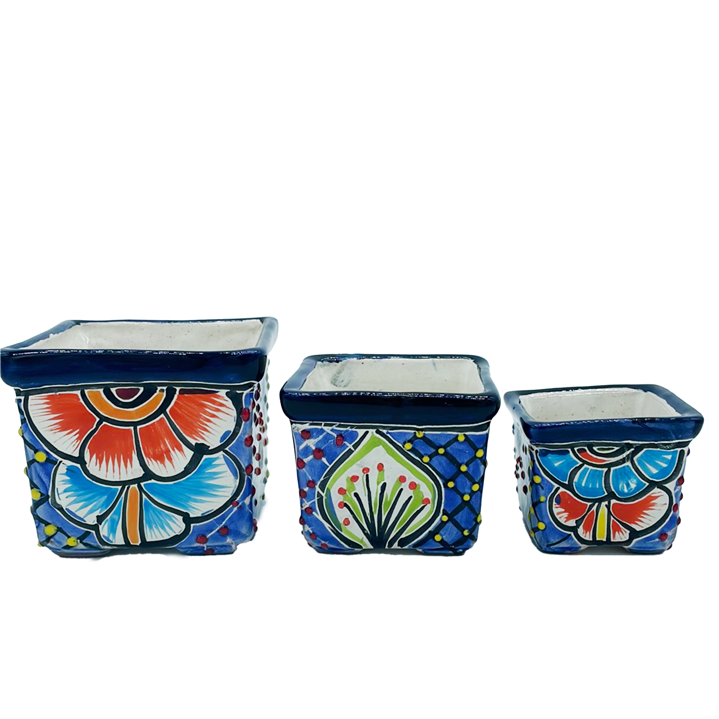 Mini Talavera Pot Sets of 3 - square