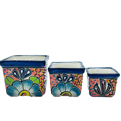 Mini Talavera Pot Sets of 3 - square