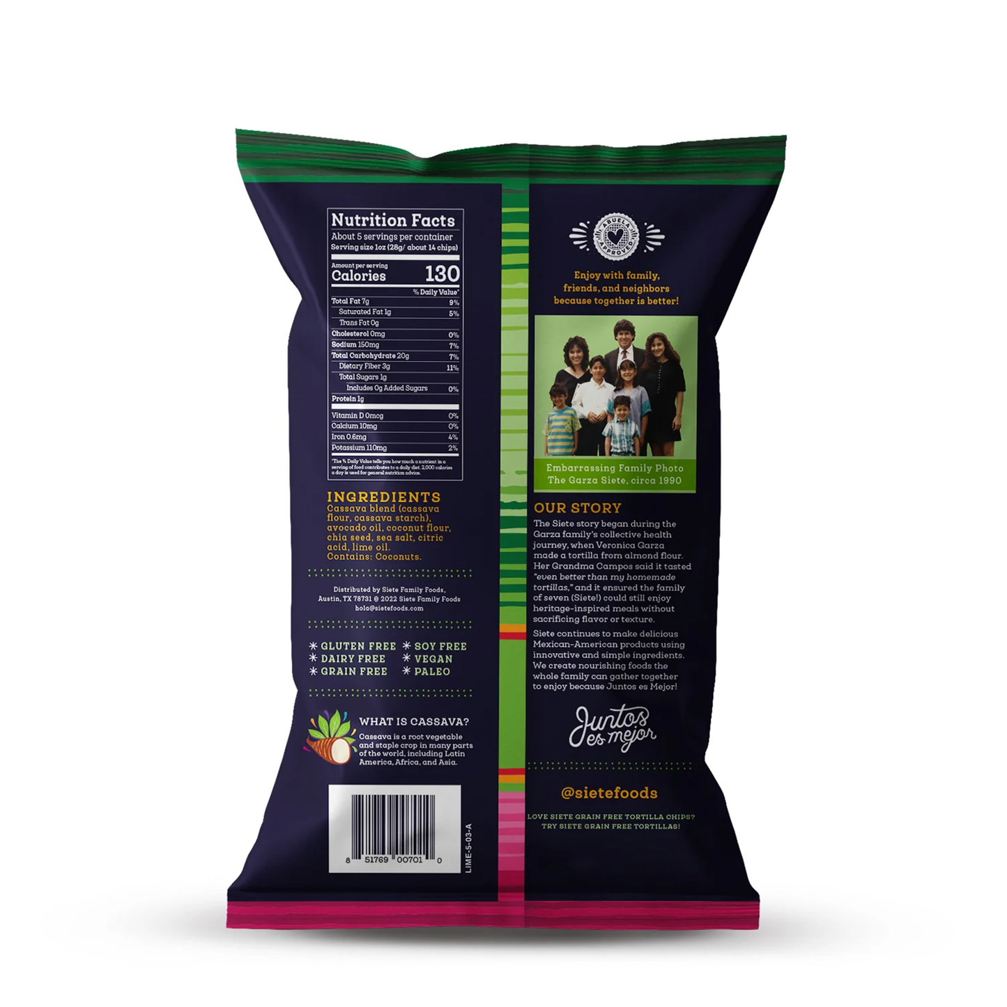 Siete® Grain Free Tortilla Chips - Lime 142gr