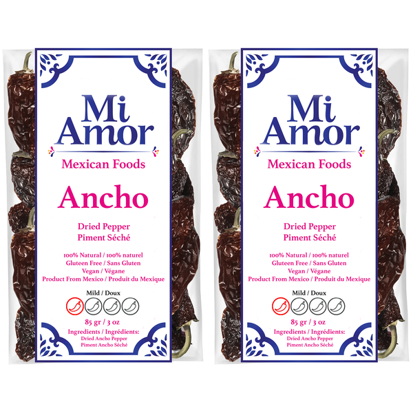 Mi Amor Whole Dried Ancho Chilli Pepper 170g - 2 Packs of 85g each