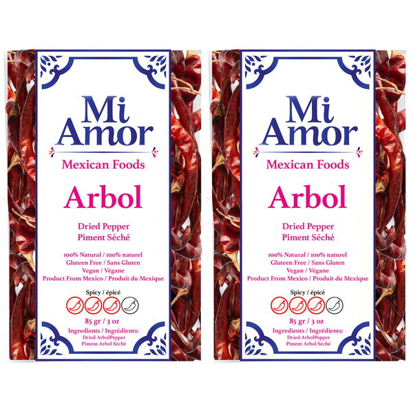 Mi Amor Whole Dried Arbol Chilli Peppers 170g - 2 Packs of 85g each