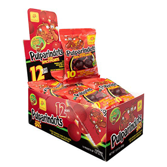 De la Rosa® PulparinDots Extra Hot, Tamarind Candy (12 Units)