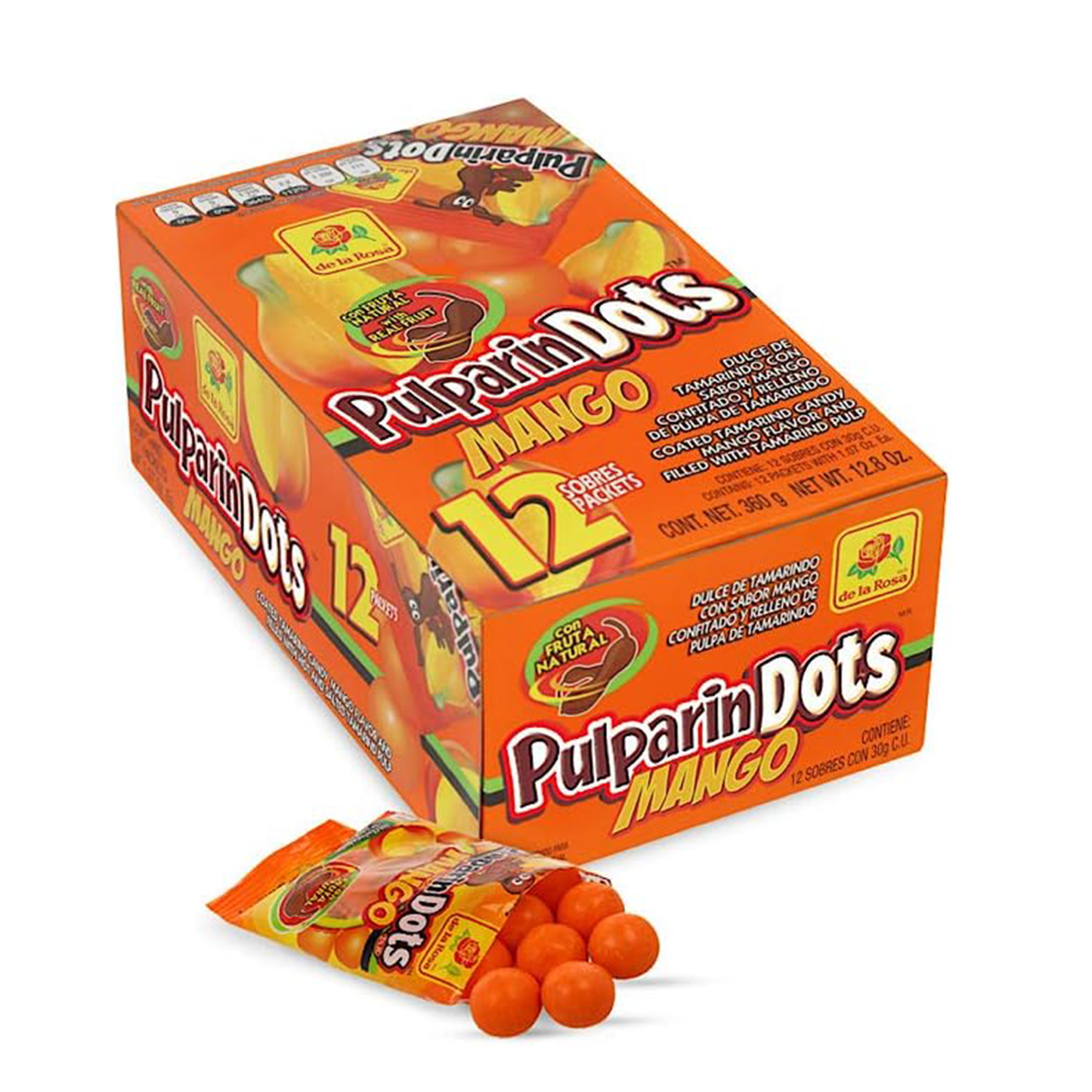 De la Rosa® PulparinDots Mango, Tamarind Candy (12 Units)